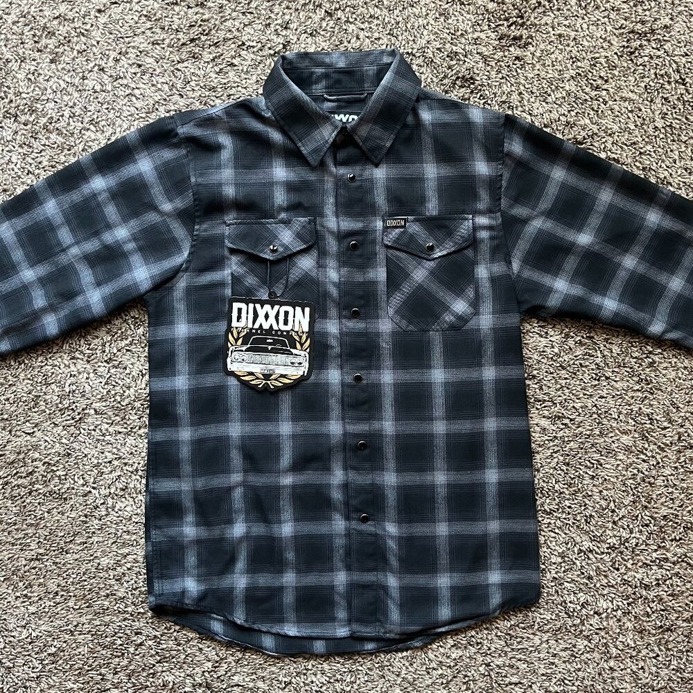 DIXXON limited edition Continental 10 YR Flannel, new, small, black grey plaid